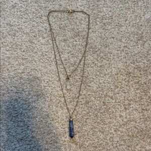 Elegant Gold and Blue Layered Necklace